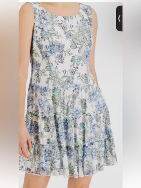 Connected Apparel Blue and Green Floral Dress size 12 petite nwt